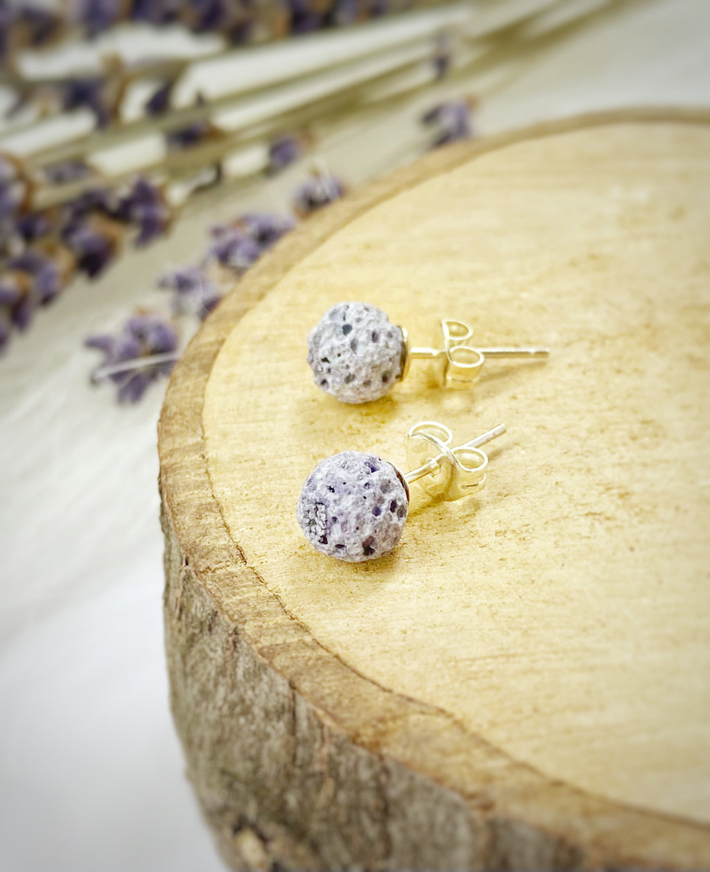 Lilac Lava Diffuser Earrings - Small 6mm