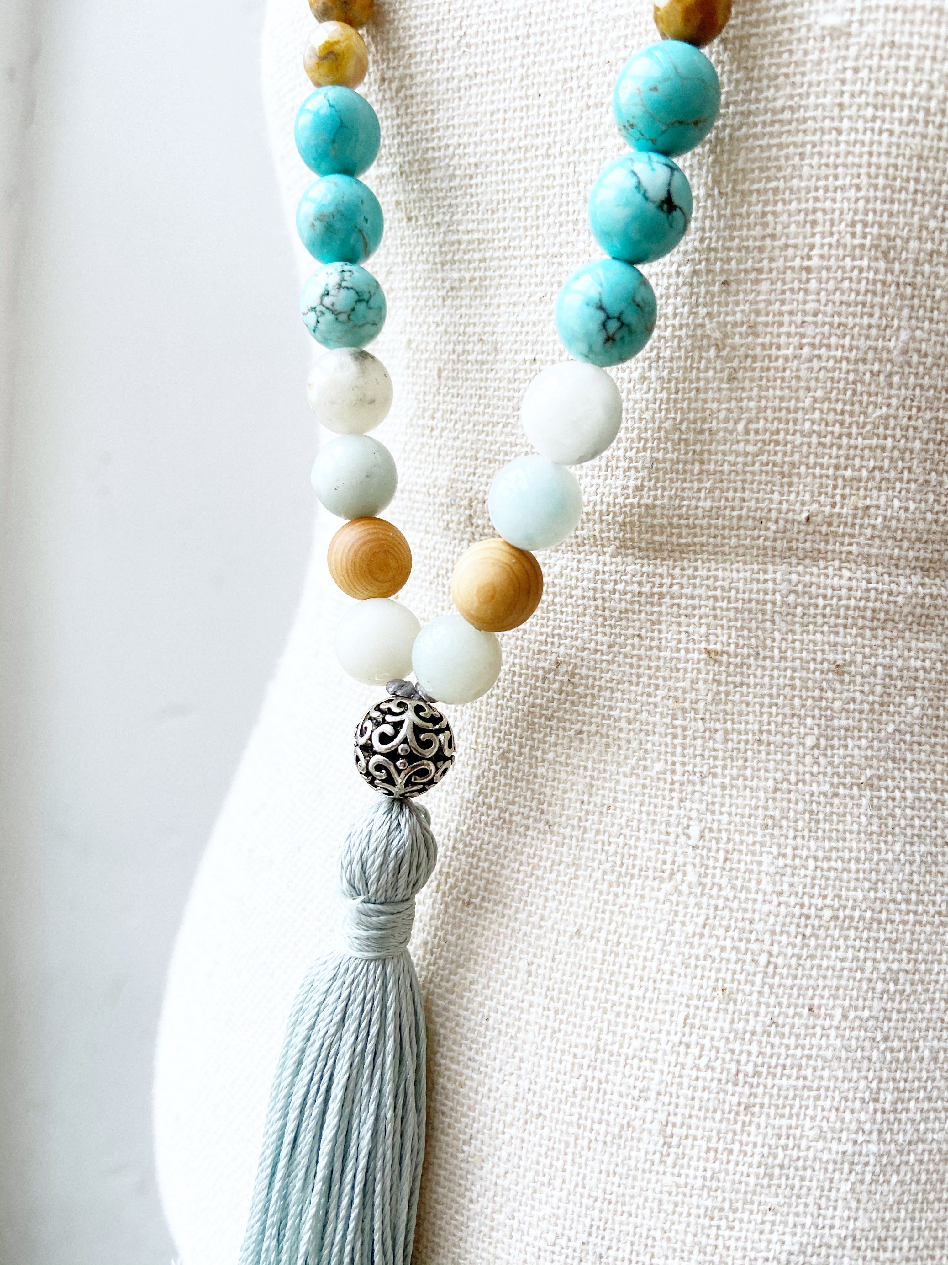 Turquoise Howlite & Cedarwood Necklace