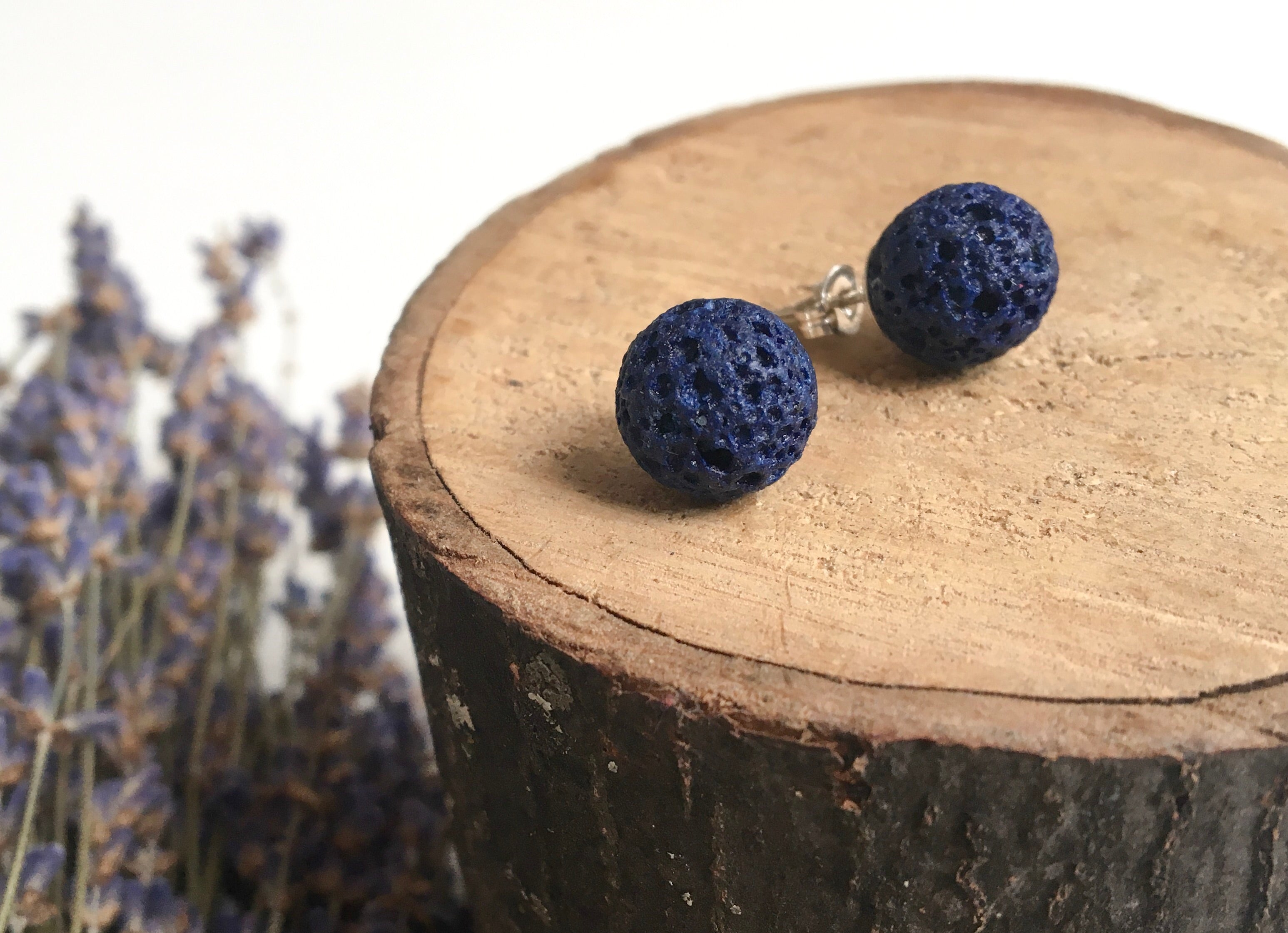 Lava Diffuser Earrings - Large Navy